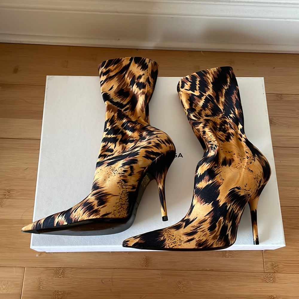 Balenciaga Leopard Knife Boots 110mm